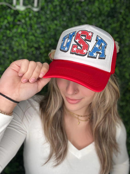 Red USA Star Hat