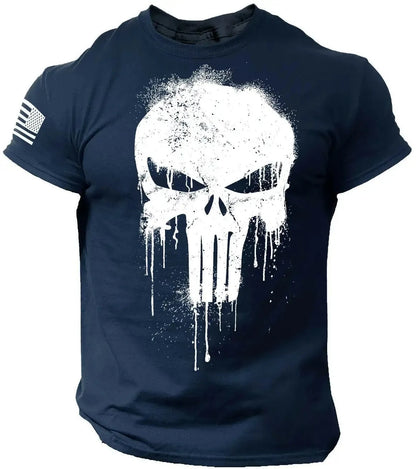 Men's T shirt for men 3D Print Military Patriotic Skull Dropped T