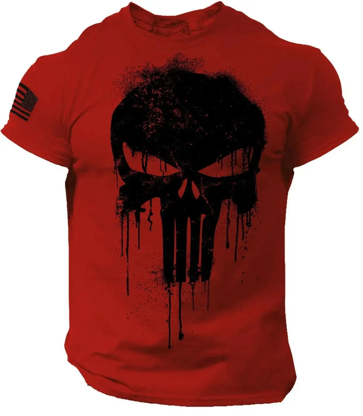 Men's T shirt for men 3D Print Military Patriotic Skull Dropped T