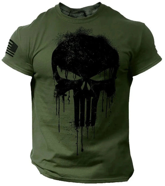 Men's T shirt for men 3D Print Military Patriotic Skull Dropped T