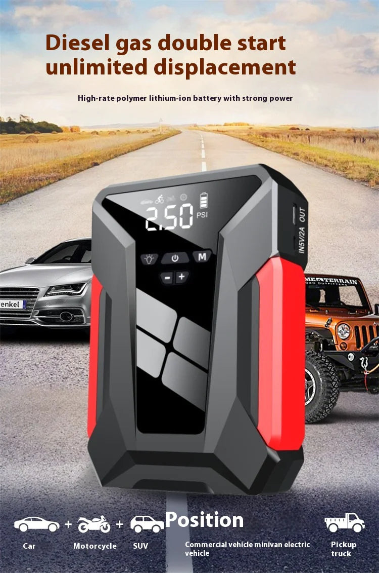 All-in-One 12V Emergency Car Power Bank & Inflatable Starter