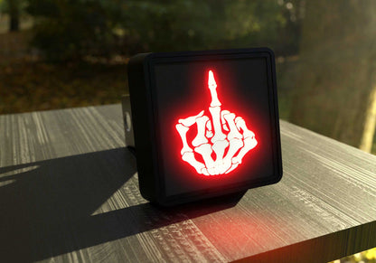 Skeleton Middle Finger LED Hitch Cover - Brake Light