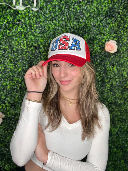 Red USA Star Hat